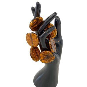 Vintage Murano Style Glass Disc Stretch Bracelet Boho Y2K Italian Art Jewelry 90